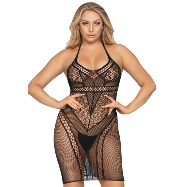 Vestido Leg Avenue Multi Net Tamanho Único – Preto