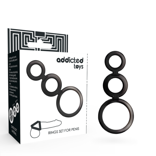 Addicted Toys Set  Anillos Pene Y Testiculos – Ahumado