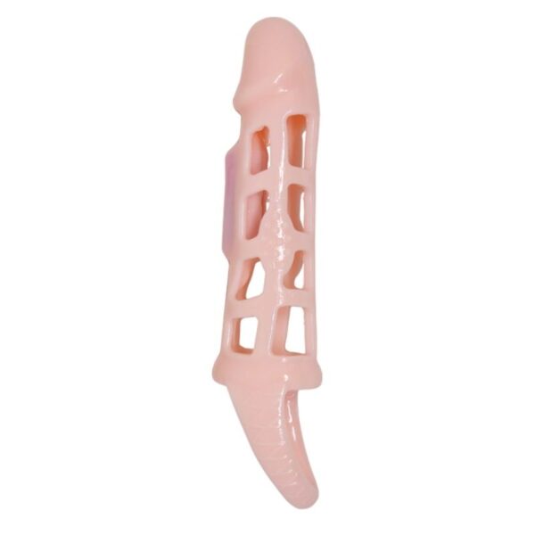 Baile Funda Extensora Pene Con Vibracion Y Strap Natural 13.5 Cm