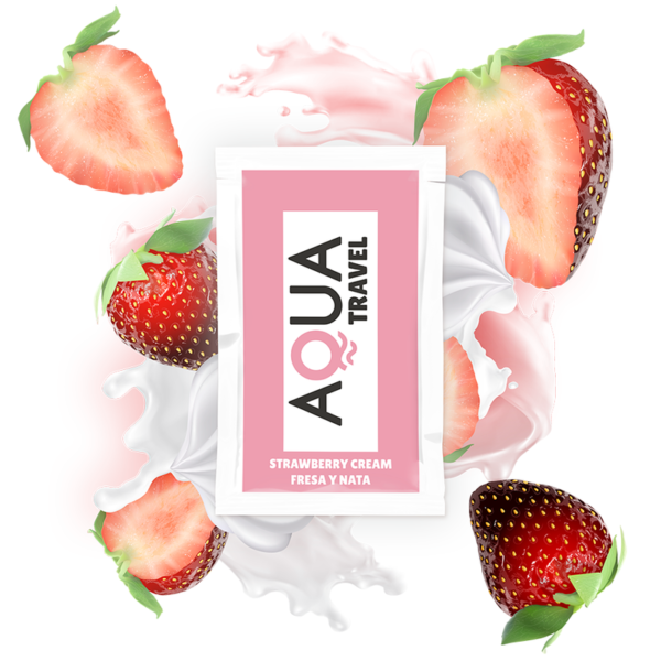 AQUA TRAVEL – LUBRIFICANTE À BASE DE ÁGUA SABOR CREME DE MORANGO 6 ML
