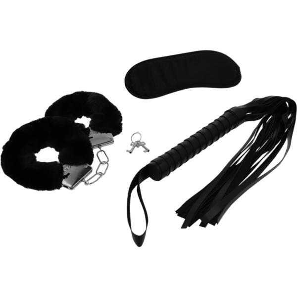 INTENSE FETISH – PLAYSET ERÓTICO 1 COM ALGEMAS, MÁSCARA CEGA E FLOGGER
