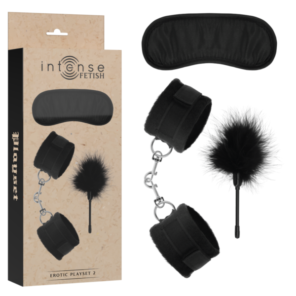 INTENSE FETISH – PLAYSET ERÓTICO 2 COM ALGEMAS, MÁSCARA CEGA E CÓCEGAS
