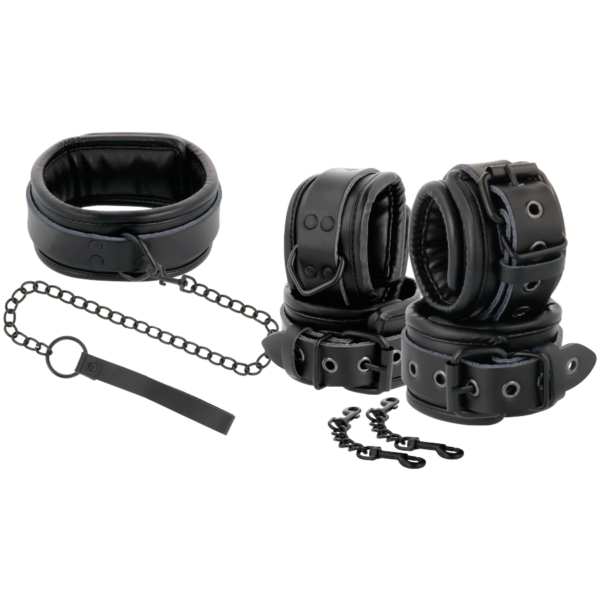 DARKNESS – ALGEMAS E COLAR DE COURO PRETO