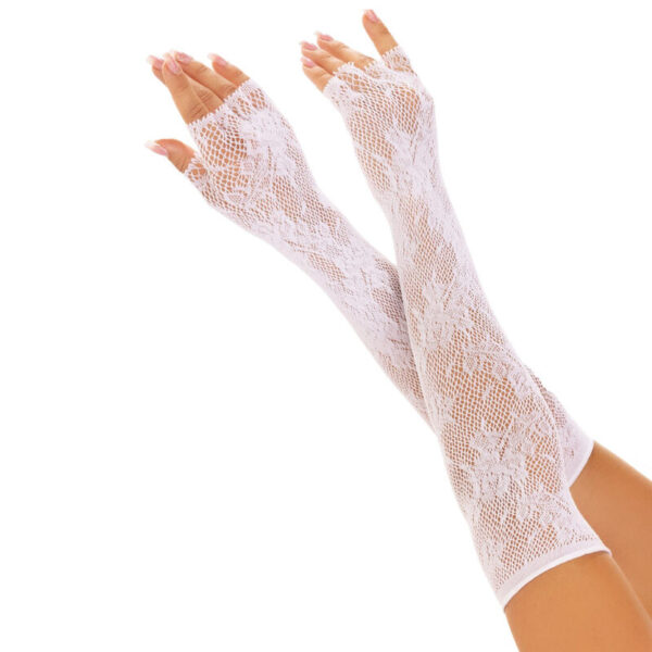 LEG AVENUE – LUVAS SEM DEDOS FLORAL NETWORK BRANCA
