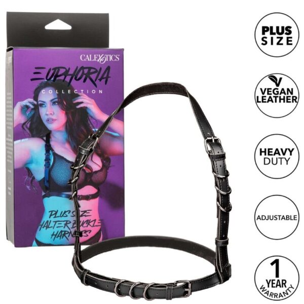 CALIFORNIA EXOTICS – EUPHORIA PLUS SIZE HALTER FIVELA ARNÊS PRETO