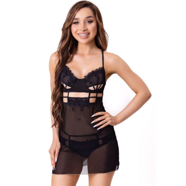 LIVCO CORSETTI FASHION – MAIA 20247 BABYDOLL + TANGA PRETA S/M