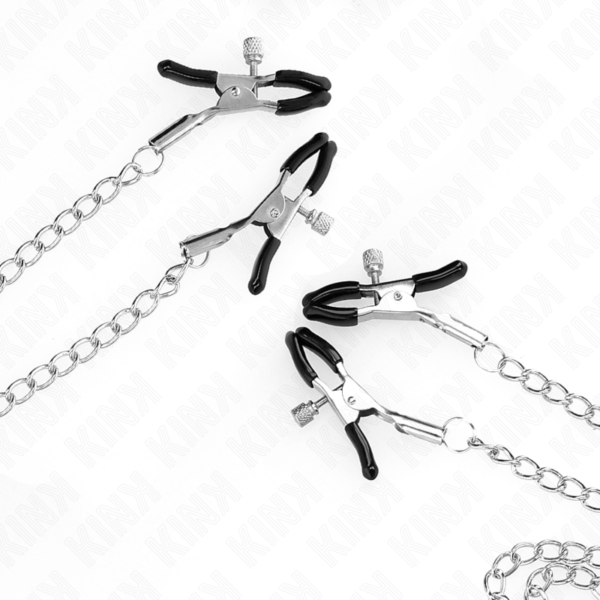 KINK – 4 PINÇAS DE BICO E CLITÓRIS AJUSTÁVEIS PRATA