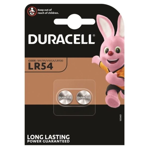 DURACELL – BATERIA BOTO ALCALINA LR54 LR1130 AG10 1,5V 2 UNIDADE
