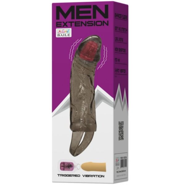 BAILE – BAINHA EXTENSORA DE PÊNIS COM VIBRAO E ALA PARA TESTÍCULOS 13.5 CM