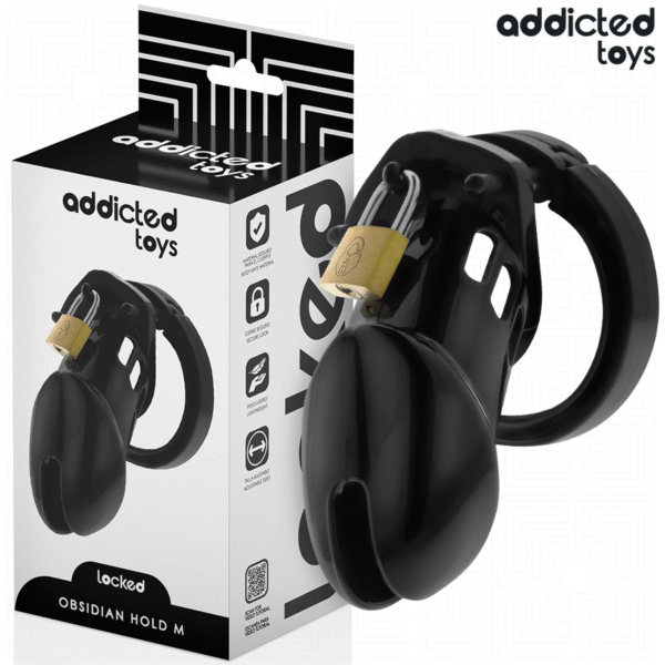 ADDICTED TOYS LOCKED – GAIOLA DE PÊNIS DE OBSIDIANA TAMANHO M